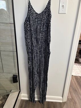 LOFT Navy and White Spotted Romper